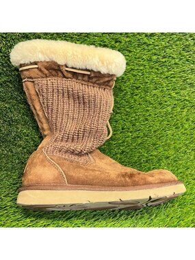 UGG Suburb Crochet Womens Size 7 Brown Outdoor Pull On Sweater Winter Tall Boots